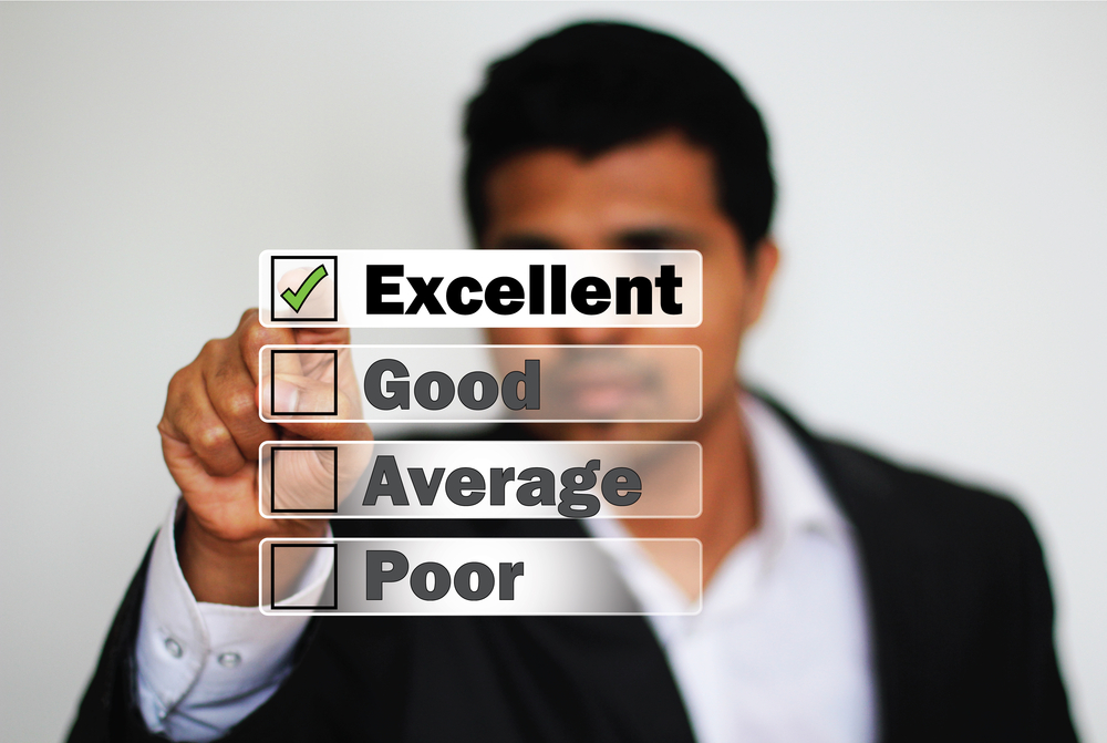 person selecting 'excellent' on a rating survey